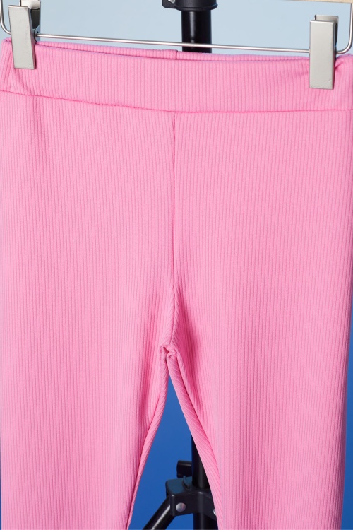 Pembe Fitilli Lastikli Bel Kız Çocuk Düz Tayt 18292