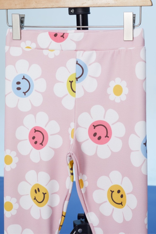 Pembe Papatya Baskılı Kız Çocuk Fitilli Tayt 18300