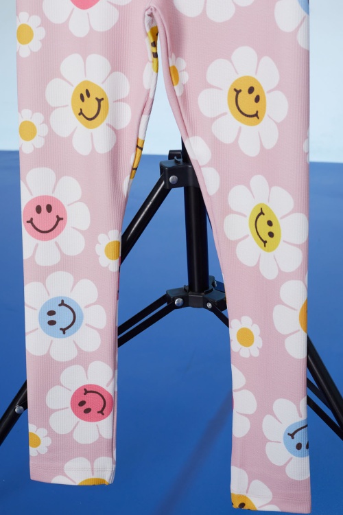 Pembe Papatya Baskılı Kız Çocuk Fitilli Tayt 18300