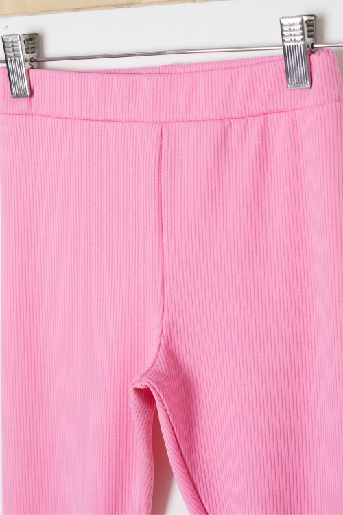 Pembe Papatya Nakışlı Fitilli Kız Çocuk Yırtmaçlı Tayt 18142