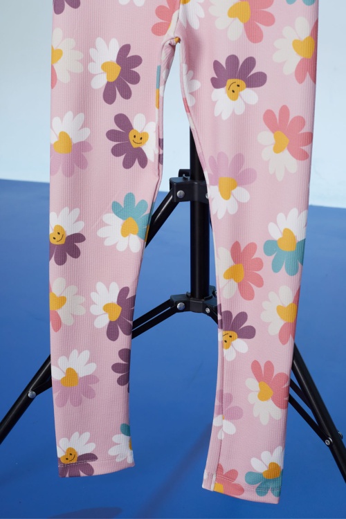 Pembe Renkli Çiçek Baskılı Fitilli Kız Çocuk Tayt 18299