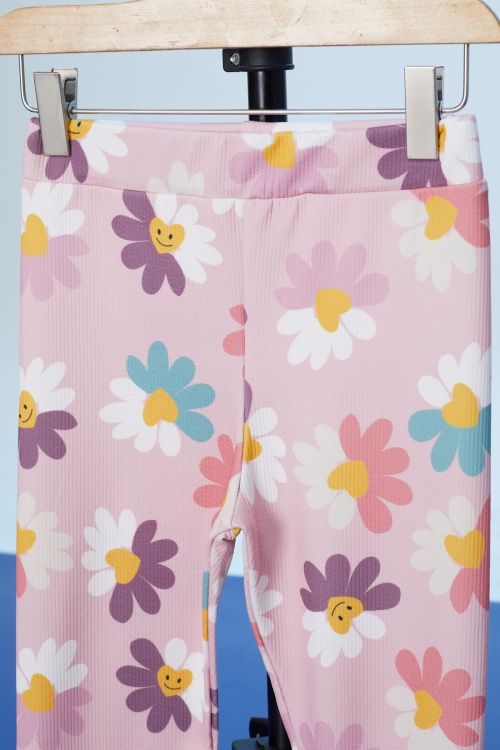 Pembe Renkli Çiçek Baskılı Fitilli Kız Çocuk Tayt 18299