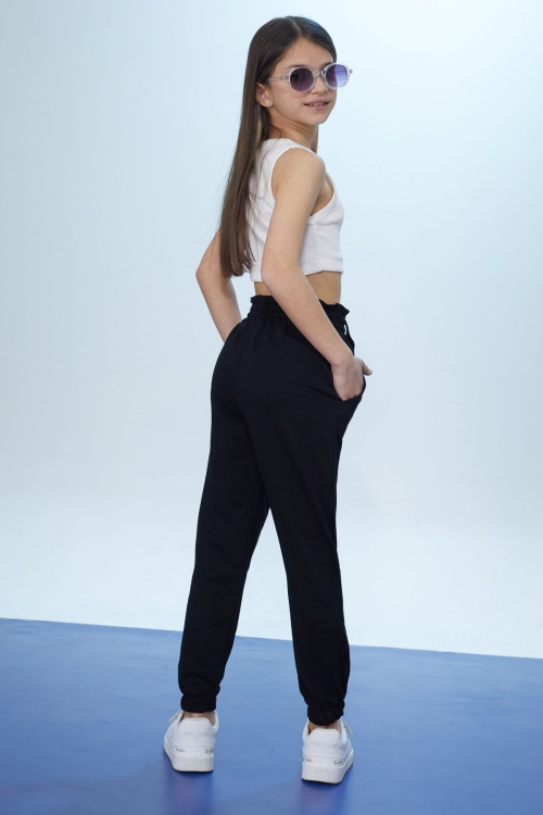 Siyah Colorfull Baskılı Beli Lastikli Kız Çocuk Eşofman Altı 17723