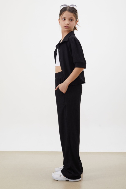 Siyah Croplu Gömlekli Kız Çocuk Pantolonlu Alt Üst Takım 18411