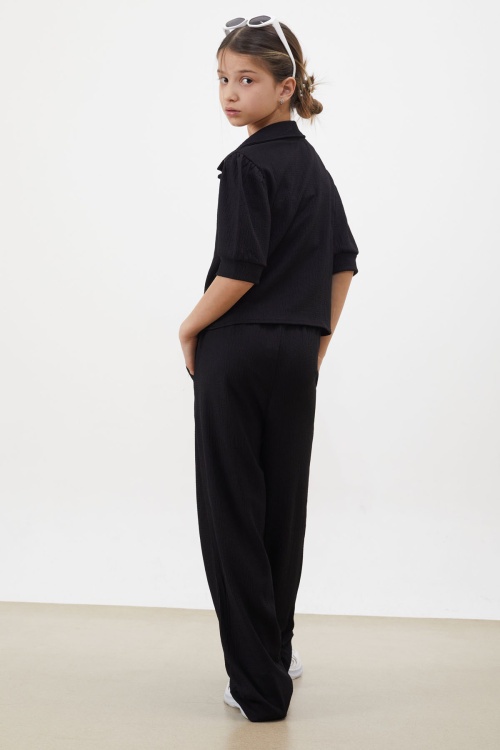 Siyah Croplu Gömlekli Kız Çocuk Pantolonlu Alt Üst Takım 18411