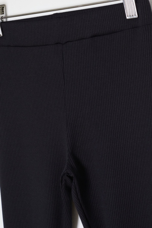 Siyah Fiyonklu Tavşan Nakışlı Fitilli Kız Çocuk Yırtmaçlı Tayt 18146