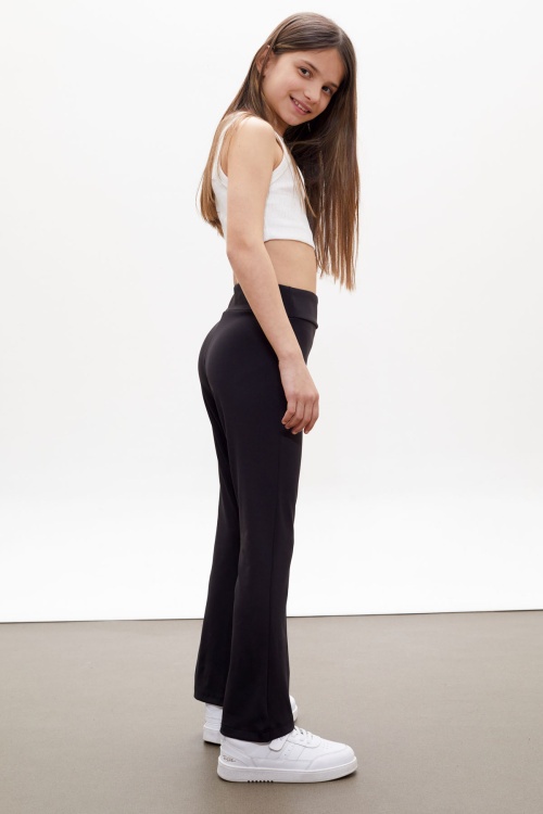 Siyah İspanyol Paça Basic Kız Tayt 18105
