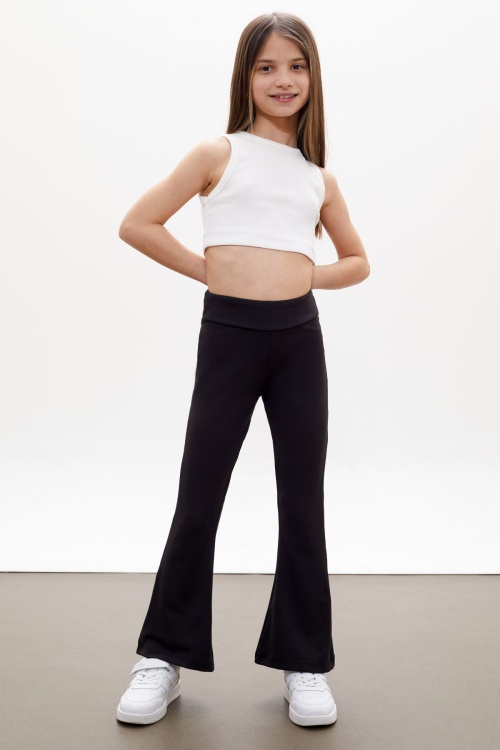 Siyah İspanyol Paça Basic Kız Tayt 18105