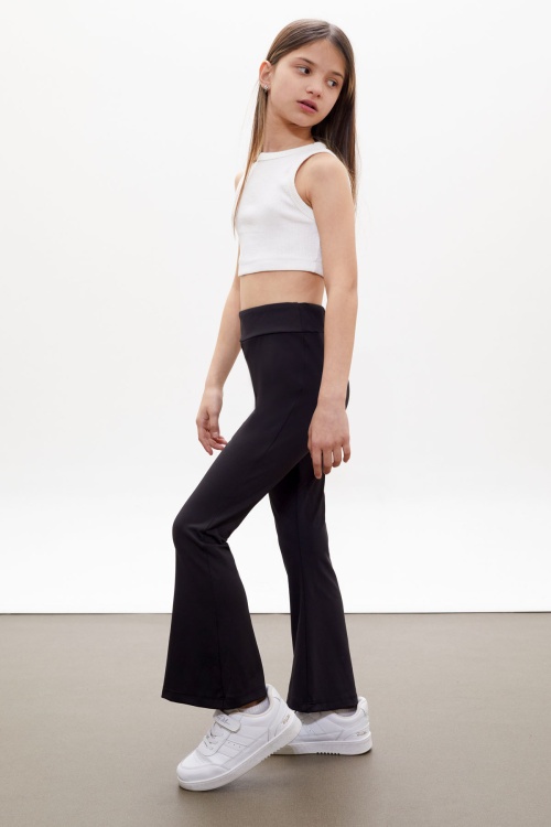 Siyah İspanyol Paça Basic Kız Tayt 18105