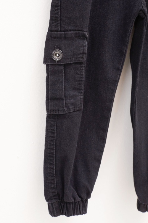 Siyah Kargo Cepli Beli Lastikli Erkek Çocuk Jean Pantolon 1-4 Yaş 17750