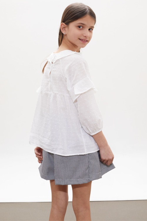 Siyah Kazayağı Desenli Şort Etekli Gömlekli Kız Takım 18262