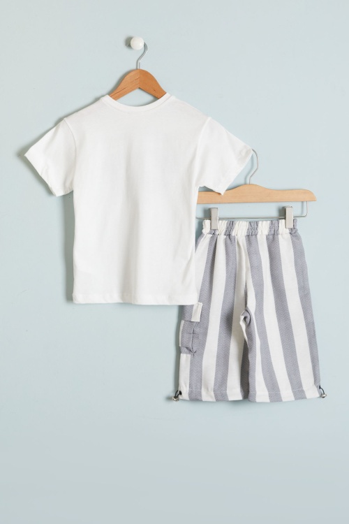 Siyah Outfit Baskılı Tişörtlü Erkek Çocuk Şortlu Takım 18457