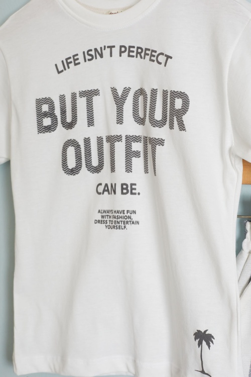 Siyah Outfit Baskılı Tişörtlü Erkek Çocuk Şortlu Takım 18457