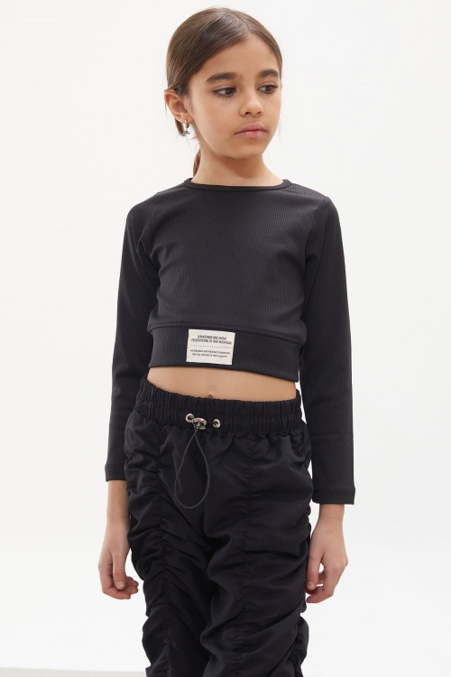 Siyah Şerit Dikişli Kız Paraşüt Pantolon 18029