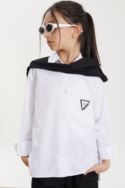 Siyah Yandan Bağlamalı Süveterli Gömlekli Kız Çocuk 3lü Takım 18488