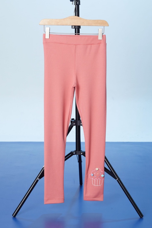 Somon Cupcake Nakışlı Fitilli Kız Çocuk Tayt 18281