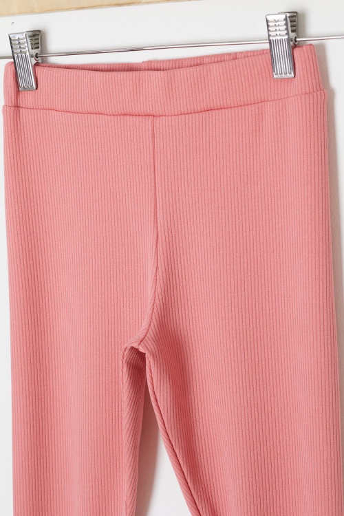 Somon Fiyonklu Tavşan Nakışlı Fitilli Kız Çocuk Yırtmaçlı Tayt 18149