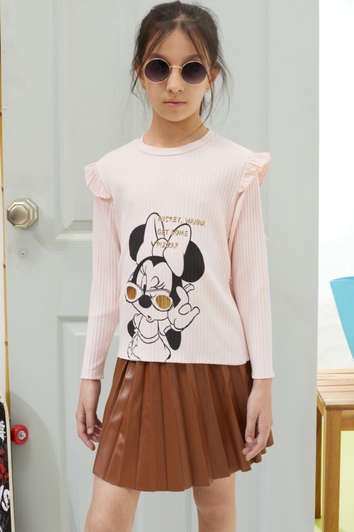 Somon Karakter Baskılı Badili Deri Etekli Kız Çocuk Takım 18606