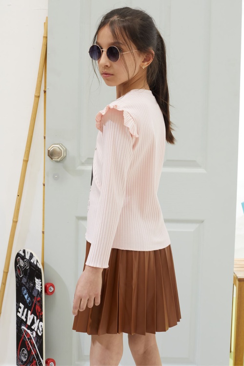 Somon Karakter Baskılı Badili Deri Etekli Kız Çocuk Takım 18606