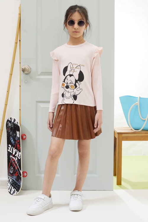 Somon Karakter Baskılı Badili Deri Etekli Kız Çocuk Takım 18606