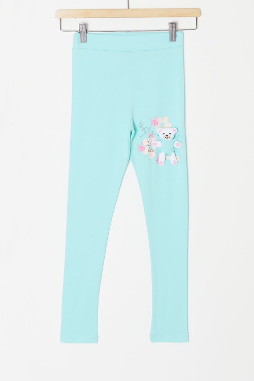 Su Yeşili Ayıcık Cepli Kız Çocuk Tayt 18155