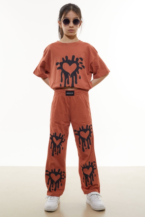 Taba Kalp Desenli Kız Çocuk Takım 18331