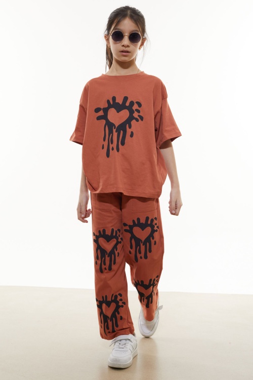 Taba Kalp Desenli Kız Çocuk Takım 18331