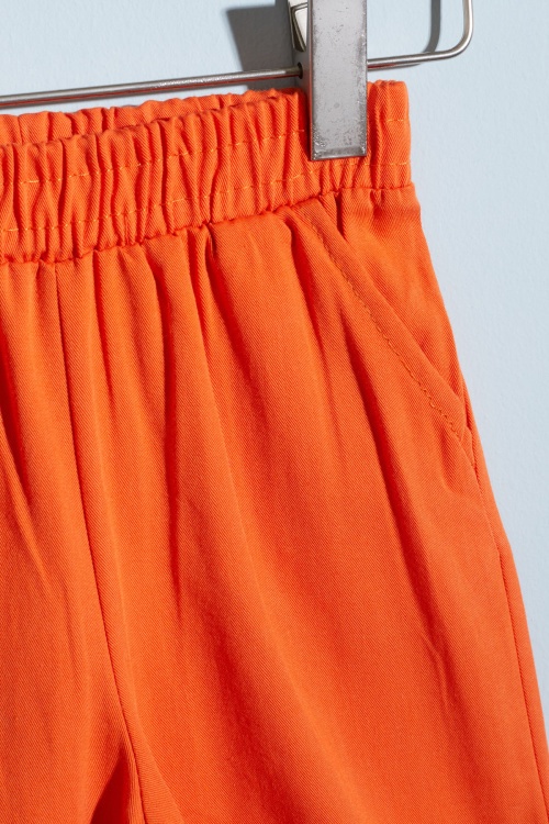 Turuncu Çizgili Düğmeli Tişörtlü Erkek Bebek Şortlu Takım 18528