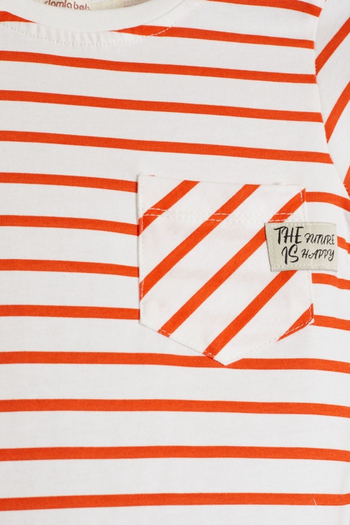 Turuncu Çizgili Tişörtlü Jean Şortlu Erkek Bebek Takımı 18522