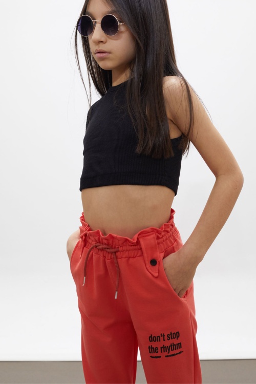 Turuncu Colorfull Baskılı Beli Lastikli Kız Çocuk Eşofman Altı 17726