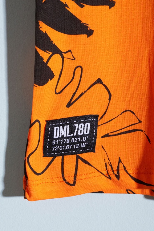 Turuncu Yaprak Baskılı Erkek Çocuk Şortlu Takım 18533