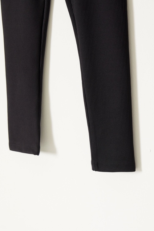 Yazı Nakışlı Kız Çocuk Yüksek Bel Fitilli 2li Tayt Siyah-Somon 18084