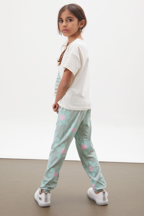 Yeşil Balerin Baskılı Simli Tişörtlü Kız Çocuk Takım 18016