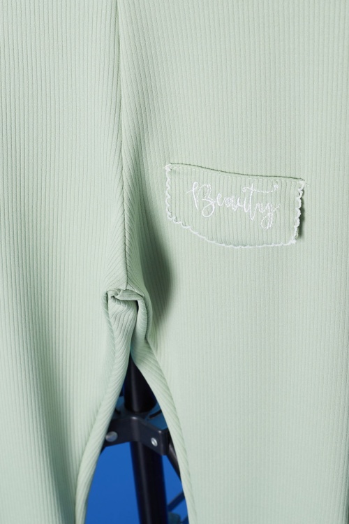 Yeşil Beauty Yazı Nakışlı İspanyol Paça Kız Çocuk Tayt 18183