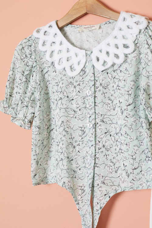 Yeşil Çiçek Desenli Fularlı Bluzlu Kız Çocuk İspanyol Pantolonlu Takım 18465