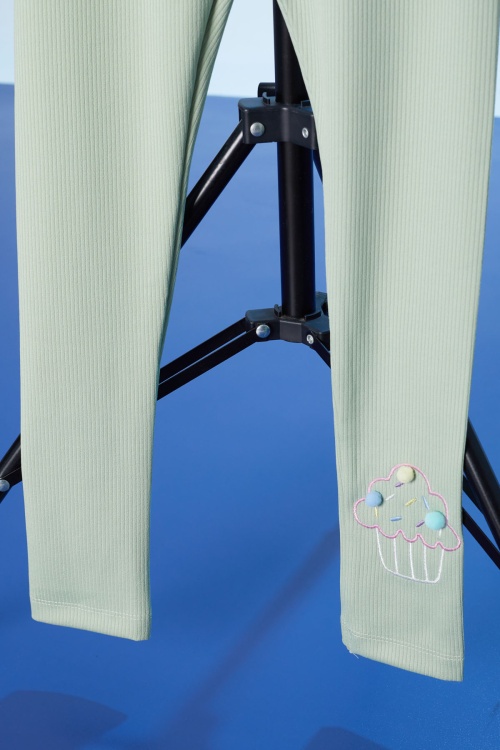 Yeşil Cupcake Nakışlı Fitilli Kız Çocuk Tayt 18278