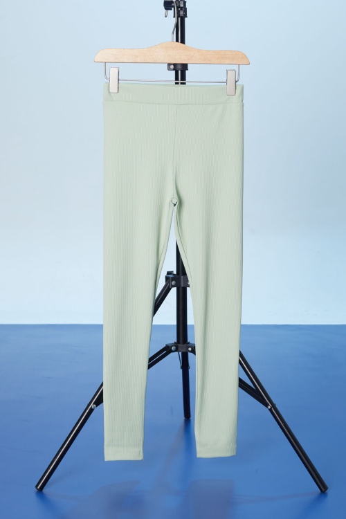 Yeşil Fitilli Lastikli Bel Kız Çocuk Düz Tayt 18290