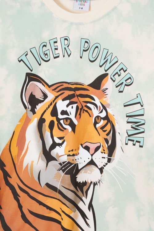 Yeşil Kaplan Baskılı Tişörtlü Erkek Çocuk Takım 18013