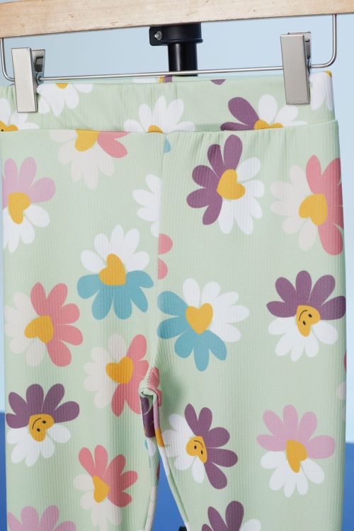 Yeşil Renkli Çiçek Baskılı Fitilli Kız Çocuk Tayt 18296