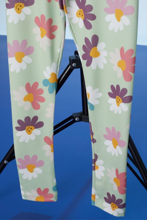 Yeşil Renkli Çiçek Baskılı Fitilli Kız Çocuk Tayt 18296