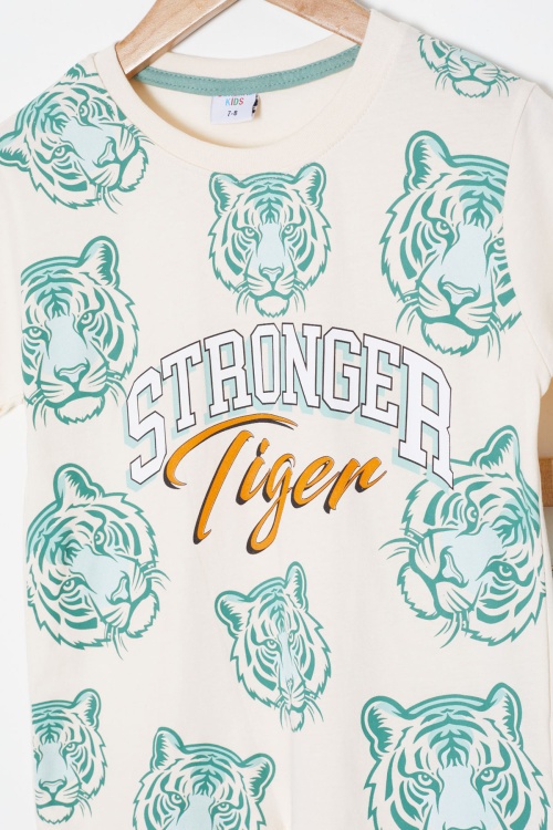 Yeşil Stronger Kaplan Baskılı Erkek Çocuk Yazlık Takım 18024