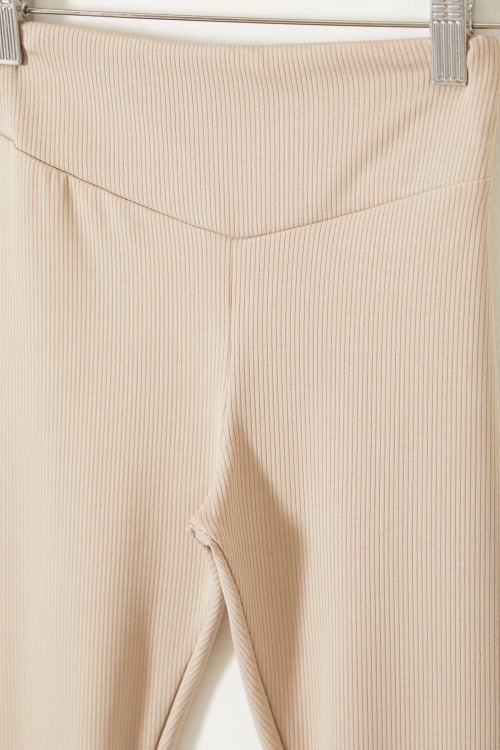 Yüksek Bel 2li Fitilli Kız Çocuk Tayt Siyah-Bej 18081