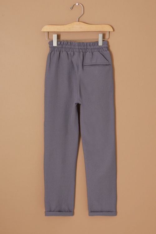 Antrasit Duble Paça Bağcıklı Bel Erkek Çocuk Pantolon 19329