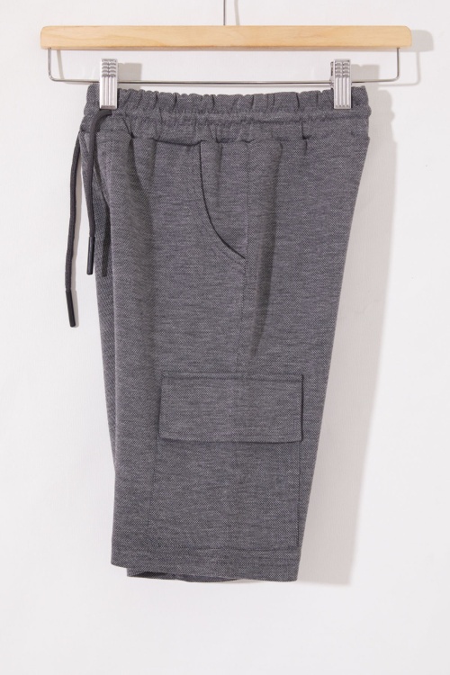 Antrasit Kargo Cepli Erkek Çocuk Beli Lastikli Şort 18801