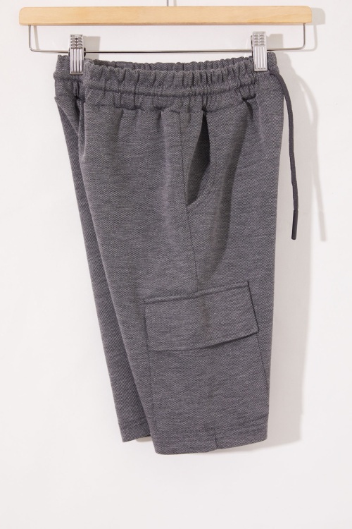 Antrasit Kargo Cepli Erkek Çocuk Beli Lastikli Şort 18801