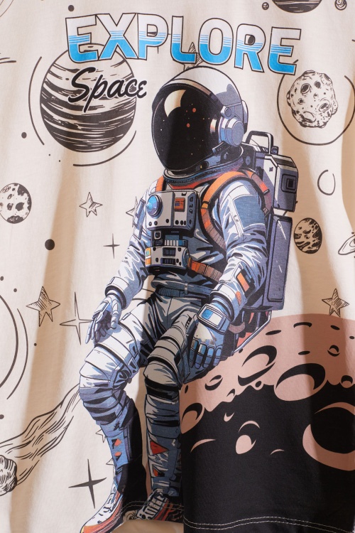 Bej Astronot Uzay Temalı Erkek Çocuk Şortlu Takım 18892