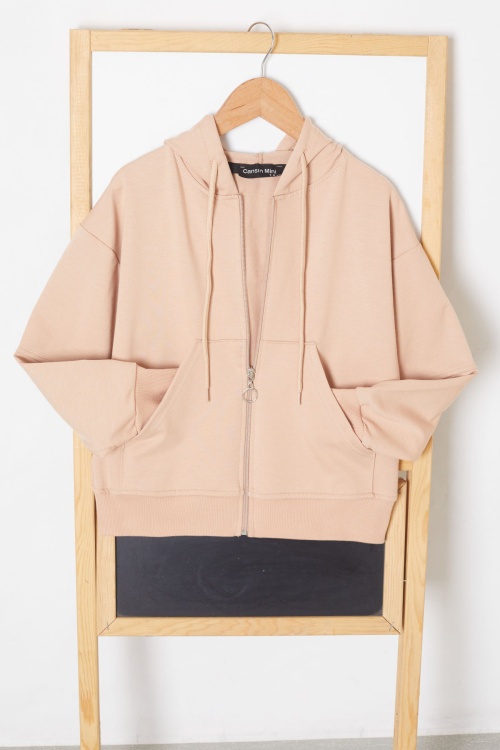 Bej Erkek Çocuk Kapüşonlu Okul Hırkası 19205