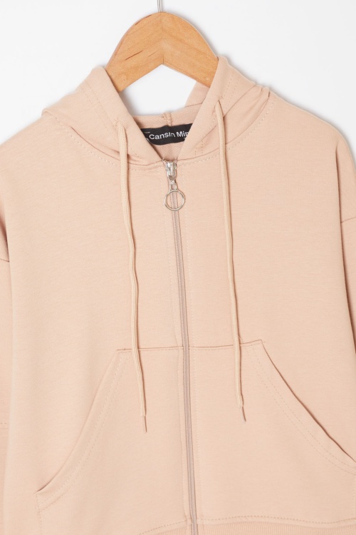 Bej Erkek Çocuk Kapüşonlu Okul Hırkası 19205