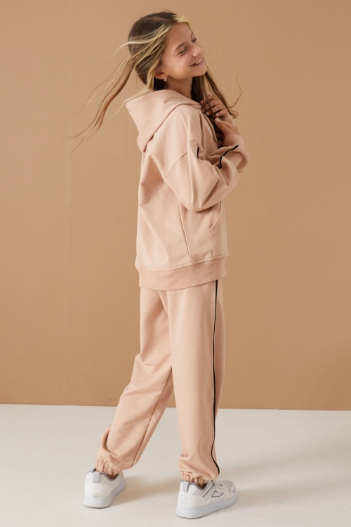 Bej Original Yazılı Hırkalı Kız Çocuk Eşofman Takımı 19488