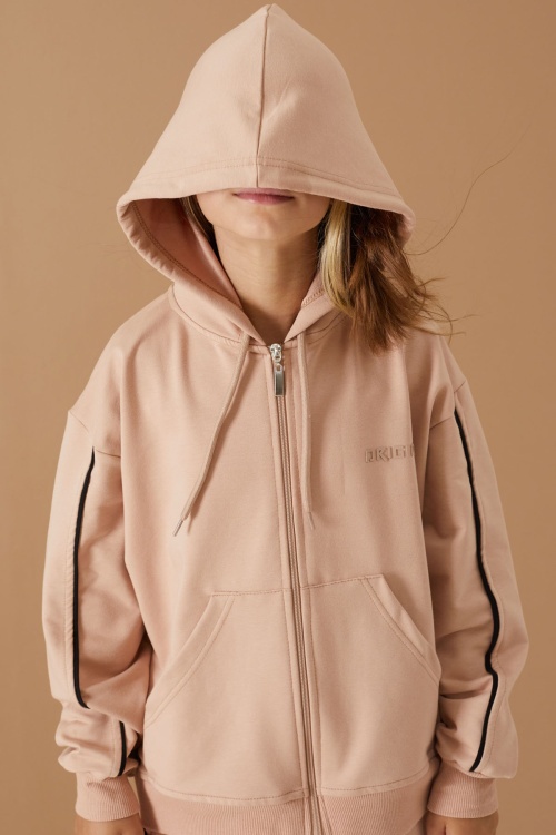 Bej Original Yazılı Hırkalı Kız Çocuk Eşofman Takımı 19488